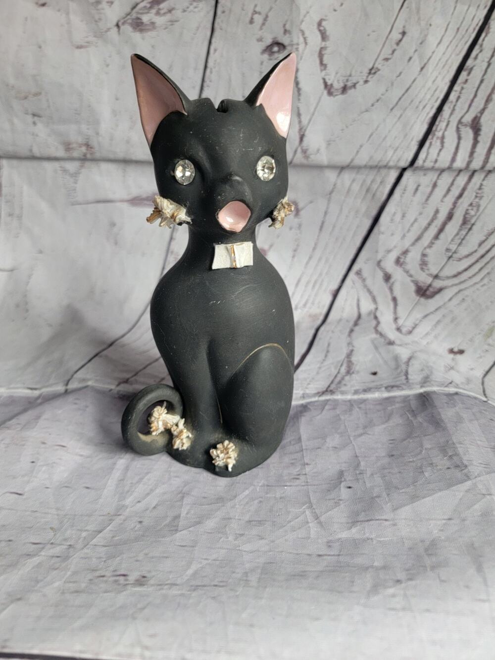 Vintage 1960'S CeramicsLefton Japan Black Cat Bank Damage Read